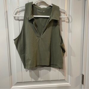 Olive Green Women's A&F Cropped Polo Top
